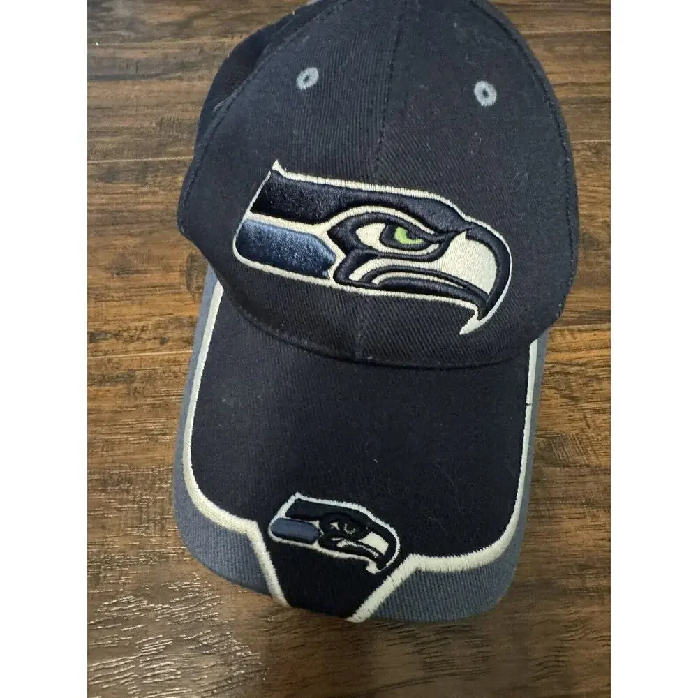 Nfl Team Strapback Hat Adult One Size Blue Seattle Seahawks Football Logo☆